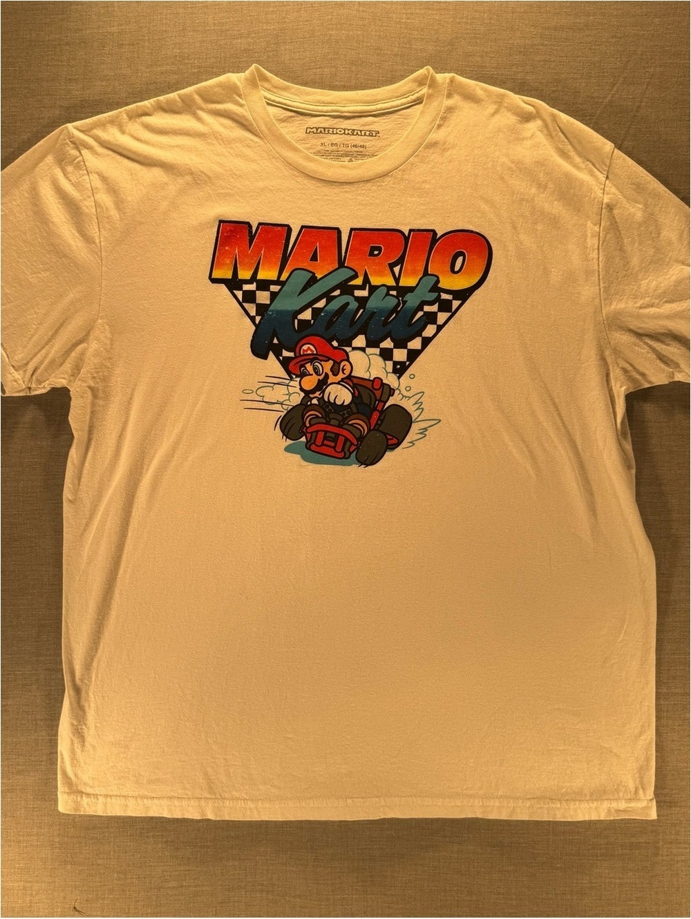 Nintendo Mario Kart T-Shirt Men’s XL White Graphic Tee Racing Super Mario